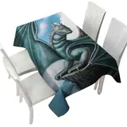 Blue Dragon Cliff Fantasy Art Tablecloth