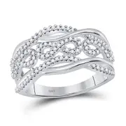 14k White Gold Round Diamond Infinity Band Ring 1/3 Cttw