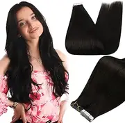 Full Shine 22" 20 Pieces 50g Per Package Double Sided Skin Weft 100% Real Human Hair Tape in Extensions Off Black Color #1B Seamless Hair Extensions