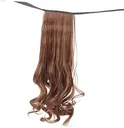 Baluue Strap Wig Ponytail Curly Hair Long Real Extension Wigs Fake Ribbon Tape Hair Bun Ladies Pre Women Ponytails Bundles Products Curly Ponytail Curly Wavy Drawstring Ponytail Brown