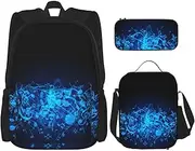 [KoNsev] Print Bookbags Set for Middle-School Elementary, 3pcs School Bag with Lunch Bag Pencil Case,Blue Musical Notes, Blue Musical Notes, One Size