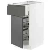 METOD / MAXIMERA base cab w wire basket/drawer/door, white/Voxtorp dark grey, 40x60x80 cm