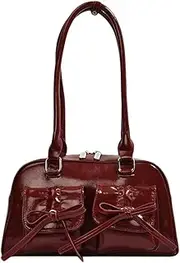 [GETERUUV] Cute Bow Purse for Women Y2k Red Shoulder Bag Pu Leather Japanese Ita Bag Coquette Aesthetic Tote Bag Bow Tie Purse