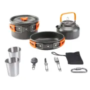 2~3 Person Camping Tableware Aluminum Nonstick Cookware Outdoor Cooking Pan Supplies Kettle Pot Pan Bowl Hiking Trip Pic