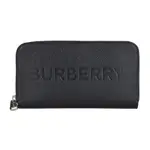 BURBERRY 巴寶莉 字母LOGO設計荔枝壓紋牛皮12卡拉鍊長夾(黑)