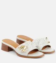 [See By Chloe] See By Chloé Embellished leather mules AU 6 white