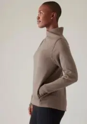 NWT ATHLETA Cozy Karma Twist Neck Sweatshirt Pyrite XS POCKETS