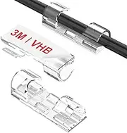 Adhesive Cable Clips Clear (40PCS, M), Upgraded Cable Management Wire Holders for Nightstand Wall, Strong Cord Organizer Under Desk, Car, TV PC, Christmas Light Indoor/Outdoor - Transparent