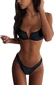 [Generic] String Bikini Swimsuit for Women Women Strap Wrap Pad High Waist Bikini Set V Neck Swimsuit Thong Swimwear Two Pieces Bathing Suit Bikini Skirt Cover up