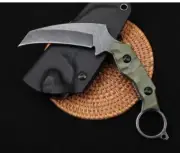 BEAST Claw Karambit Fixed Straight Knife Blade Camping Hunting Tactical GREEN