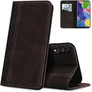 [AKABEILA] Case for Samsung Galaxy A70 Premium Leather Flip Wallet Case with Magnetic Closure Kickstand Card Slots Folio Phone Case Cover Protective Shockproof Dark Brown