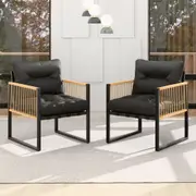 ALFORDSON Outdoor Furniture 2x Patio Chairs Garden Wicker Armchair Grey