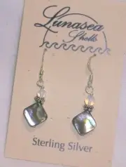 LUNASEA TREASURES ABALONE SHELL & OPALITE STERLING SILVER BEADED DANGLE EARRINGS