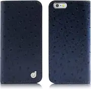 Dream Plus DP23362iSE3 iPhone SE (3rd Generation) Case Cover, Cleo Ostrich Diary, Notebook Type, Genuine Leather, iPhone Ostrich Swarovski Card Storage, iPhone SE (2nd Generation), 8/7 (Navy)