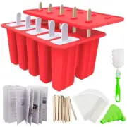 Homemade Popsicle Molds Shapes, 10PCS Silicone Ice Pop Maker BPA-Free, with 5...