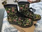 DR MARTENS 1460 Bloom Backhand Black Floral Leather Boots Shoes US 8 NWB