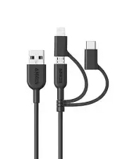 Anker Powerline II 3-in-1 Cable, MFI Certified Lightning/Type C/Micro USB Cable