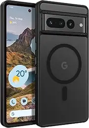 [DOMAVER] for Google Pixel 7 Pro Case, Magnetic Case Compatible with MagSafe, Matte Translucent Skin-Touch Shockproof Full-Body Protective Case for Google Pixel 7 Pro, Black