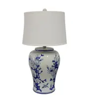 Jonquil Ceramic Table Lamp Blue White Desk Bedside Reading Light 40x68cm