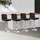 4X PU Leather Bar Stools Gas Lift Padded Swivel Kitchen Salon Barber Chairs