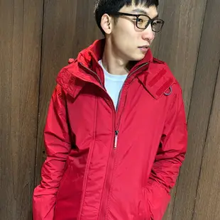 美國百分百【Superdry】極度乾燥 Arctic 風衣 連帽 防風外套 夾克 刷毛 男 紅色 L號 J950