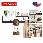 Sturdy 29'' Floating Shelf with 8 Hooks - Stylish Wall Organizer for Entryways