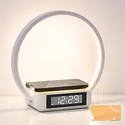 Bedside Table Lamp, WILIT Touch Lamp with Alarm Clock with Wireless Charging Wake-up Light, LED Desk Lamp 3-Grade Dimmable Nightstand Reading Lamp for Bedroom, Living Room, Office