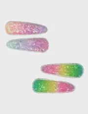 Rainbow Chunky Glitter Snap Clips