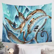 Dragon and Fantasy Creatures Art Icy Depths Tapestry