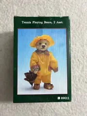 Vintage Tennis Playing Bear 6" Figure Young’s China Shelf Sitter With Box