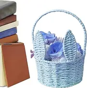 Bunny Basket | Portable Storage Organizer Party Decor | Compact Natural Classic Aesthetic Decor for Bedroom Patio Picnic Candy Home Holiday