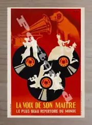 Historic His Masters Voice French Music Records Dog Advertising Postcard