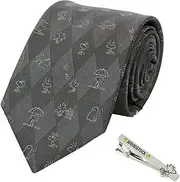 [Peanuts] PN921010 Gray & TB-004 SNOOPY Woodstock Necktie & Tie Clip Set, Gift, PN921010 Gray & TB-004, SNOOPY ウッドストック ネクタイ タイピン プレゼント