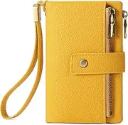 [SENDEFN] Purses for Women, Medium Size, Triple Foldable Leather Purse, RFID Blocking Wallet with Card Slots, Coin Compartment and Removable Hand Strap