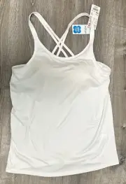 Uniqlo AIRism Women’s 2XL White Tank Built In Bra Sleeveless Crossback Tank Top