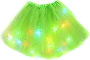 [Koongso] Kids Layered Light Up Tutu Skirt, Girl Sparkly Sequin LED Tulle Skirt Dance Ballet Stage Club Mesh Fluffy Dress
