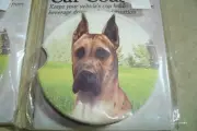GREAT DANE Set Of 2 Absorbent Stoneware Car Cup Holder Coaster Dog Auto #2