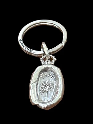 Brighton Tree of Life Ring Key Ring/Fob- silver- oval- Live Life-crystals- tree