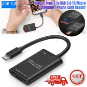 Card Reader USB 3.1 Type C to USB 3.0 OTG Adapter TF/Micro SD Memory Phone AU
