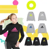 在飛比找momo購物網優惠-【adidas 愛迪達】兒童秋冬LOGO連帽上衣(童裝、兒童