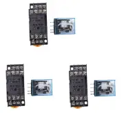 3X HH54P DC 12V Coil 4PDT 14 Pins Electromagnetic Relay DYF14A Base B4N84317