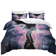 Purplish Space Dragon Flying through the Cosmos Quilt Cover