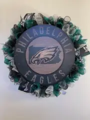 DECO MESH RIBBON WREATH ❤️Creations with Hope❤️18" Philadelphia Eagles Wreath