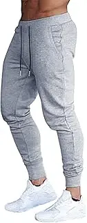 [BUXKR] Men's Slim Joggers Workout Pants for Gym Running and Bodybuilding Athletic Bottom Sweatpants with Deep Pockets