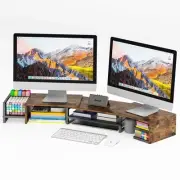 Dual Monitor Stand with Drawer, Desk Organizers and Accessories, Adjustable L...