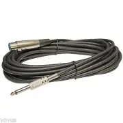 15 ft XLR 3Pin Female to 1/4" Mono Plug Shielded Microphone Mic Audio Cable Cord