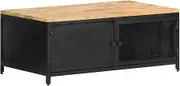 Coffee Table Solid Mango Wood Modern Living Room End Table, Center Table, Farmhouse Tables with Storage for Home Office 90x50x37 cm