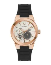 Bulova Latin Grammy 25th Anniversary Rose Gold Tone Automatic Watch with Open