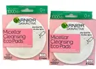 2x (3ct) Garnier SkinActive Micellar Cleansing Eco Pads Reusable Makeup Remover