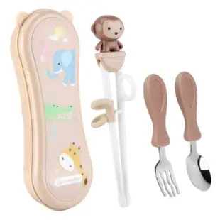 【Goryeo Baby】小雞造型學習餐具四件組(兒童學習餐具 學習筷、學習叉子、學習湯匙)